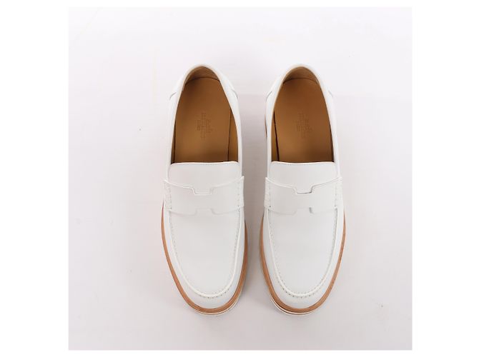 Hermès Ivy Leder-Loafer in White BR241141, Größe EU 38 Weiß - Ansicht 4