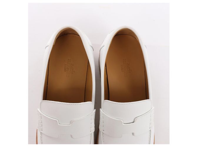 Hermès Ivy Leder-Loafer in White BR241141, Größe EU 38 Weiß - Ansicht 5