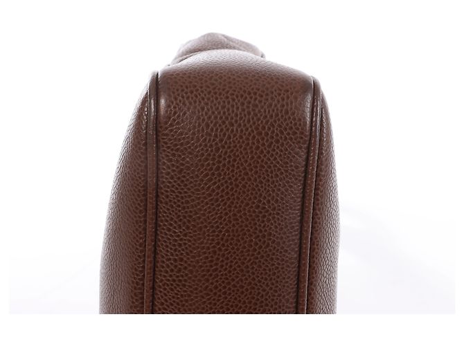 Borsa a tracolla Chanel Coco Mark in pelle caviar marrone - vista 10
