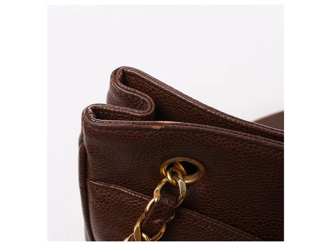 Borsa a tracolla Chanel Coco Mark in pelle caviar marrone - vista 11