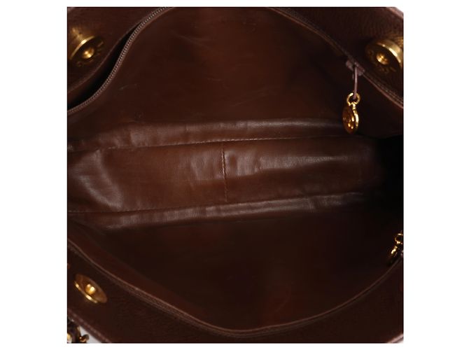 Borsa a tracolla Chanel Coco Mark in pelle caviar marrone - vista 12