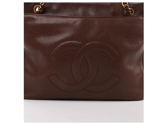 Borsa a tracolla Chanel Coco Mark in pelle caviar marrone - vista 6