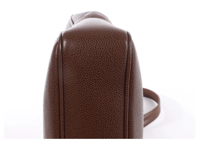 Borsa a tracolla Chanel Coco Mark in pelle caviar marrone - vista 9
