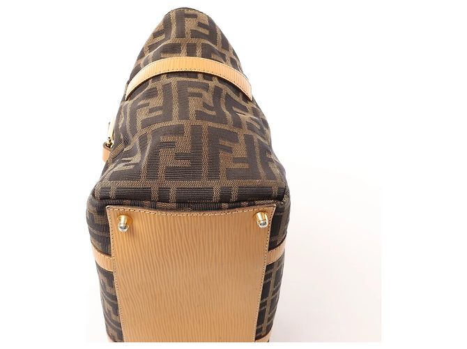 Borsa FENDI in tela Zucca e pelle marrone - vista 11