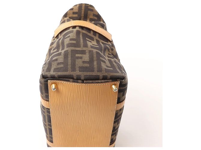 Borsa FENDI in tela Zucca e pelle marrone - vista 12