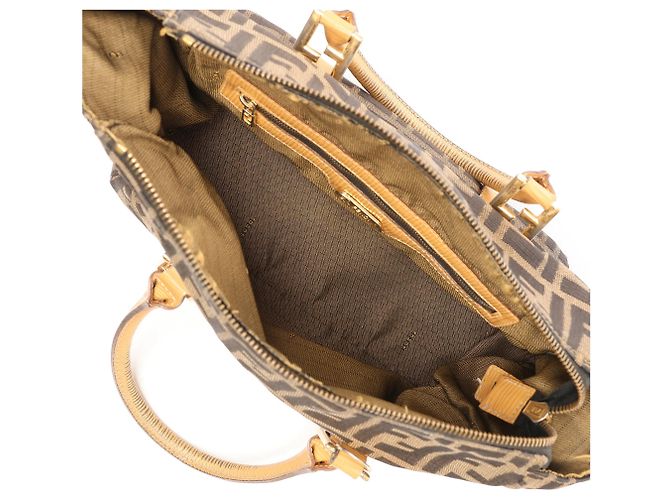 Borsa FENDI in tela Zucca e pelle marrone - vista 13
