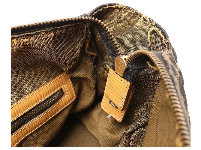 Borsa FENDI in tela Zucca e pelle marrone - vista 16