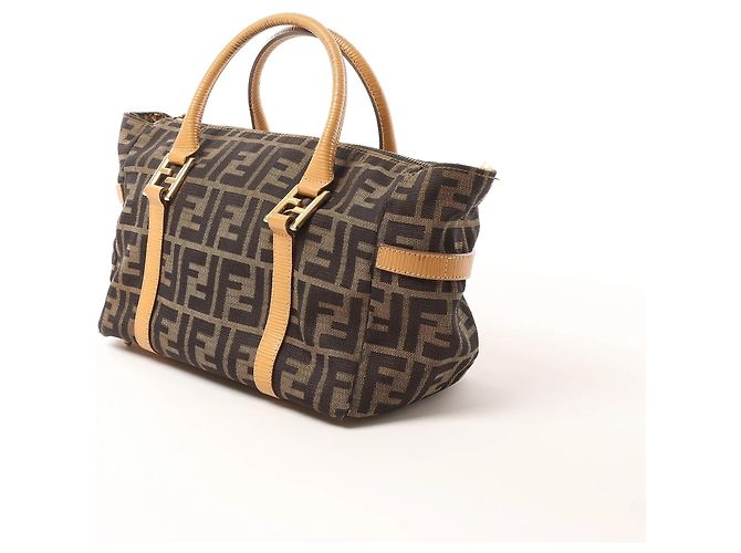 Borsa FENDI in tela Zucca e pelle marrone - vista 2