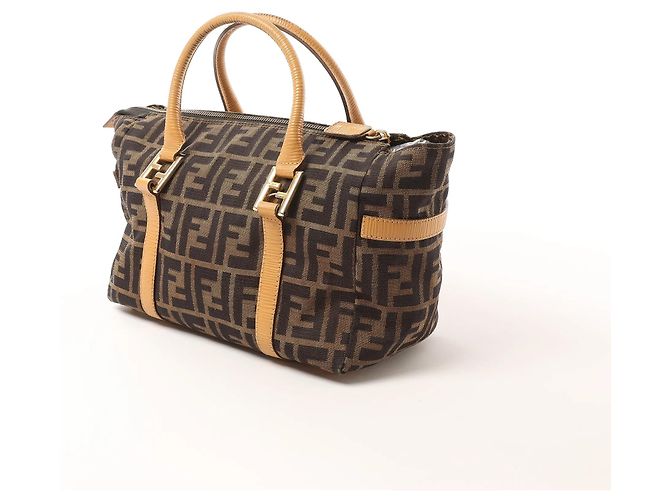 Borsa FENDI in tela Zucca e pelle marrone - vista 4