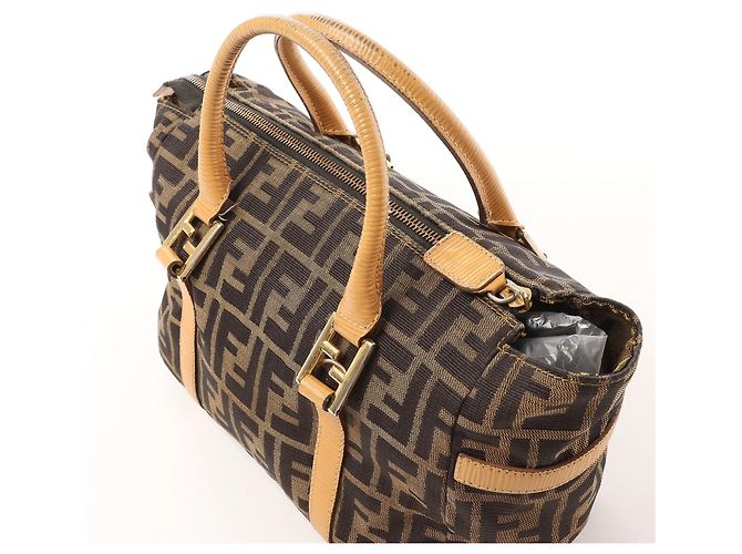 Borsa FENDI in tela Zucca e pelle marrone - vista 5