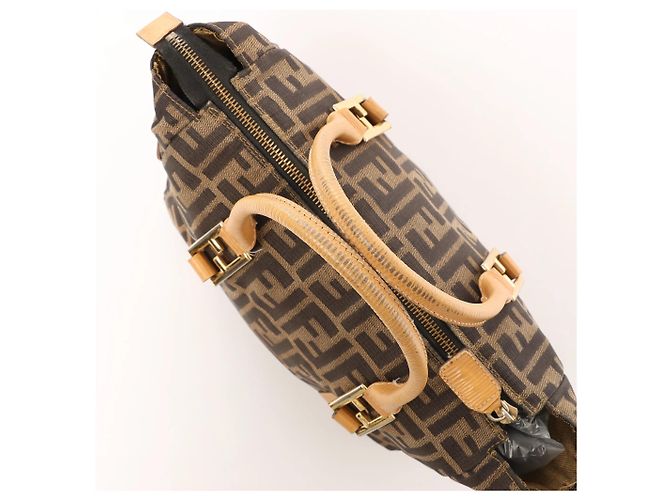 Borsa FENDI in tela Zucca e pelle marrone - vista 6