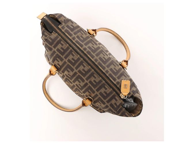 Borsa FENDI in tela Zucca e pelle marrone - vista 7