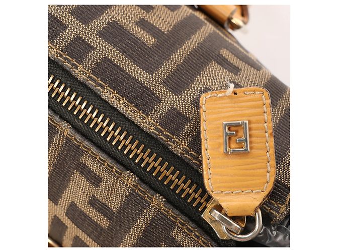 Borsa FENDI in tela Zucca e pelle marrone - vista 8
