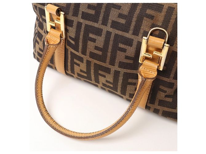 Borsa FENDI in tela Zucca e pelle marrone - vista 9