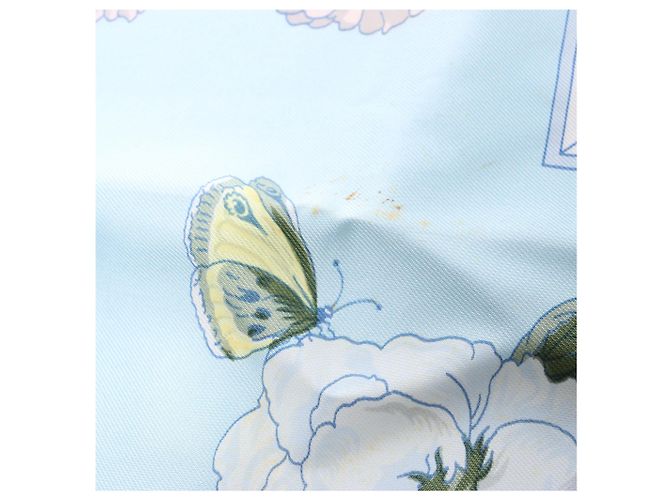 Hermès Carré 90 "Quai aux Fleurs" Seidentuch in Hellblau - Ansicht 12