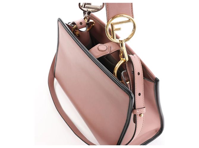 Borsa a mano 2Way Fendi Runaway in pelle Rosa 8BH344 Beige - vista 5