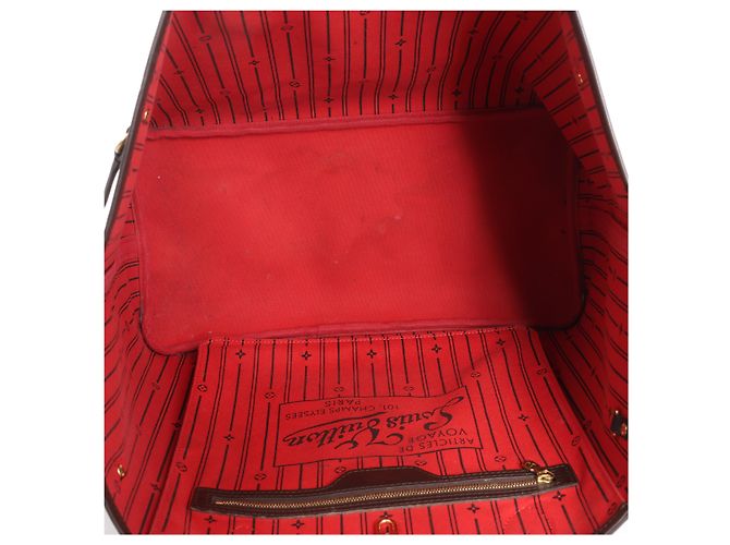 Borsa a tracolla Louis Vuitton Neverfull GM Damier Ebene in marrone N51106 Rosso - vista 10