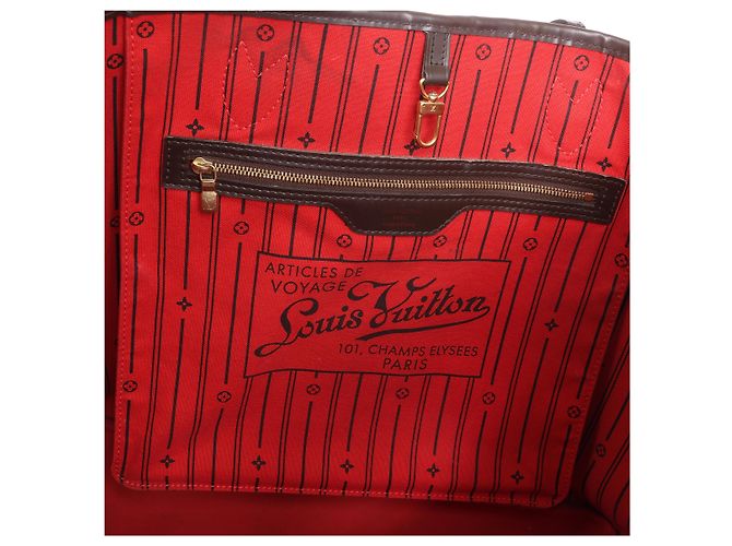 Borsa a tracolla Louis Vuitton Neverfull GM Damier Ebene in marrone N51106 Rosso - vista 11