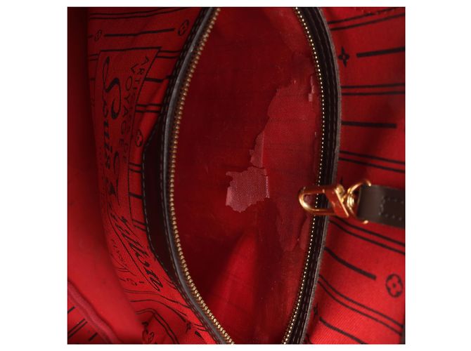 Borsa a tracolla Louis Vuitton Neverfull GM Damier Ebene in marrone N51106 Rosso - vista 12