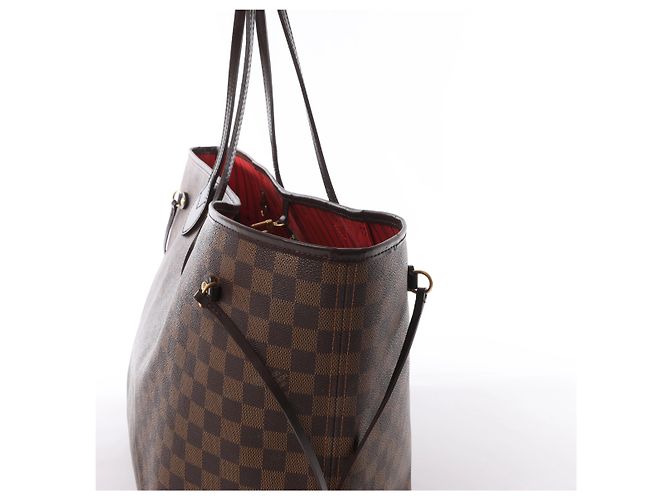 Borsa a tracolla Louis Vuitton Neverfull GM Damier Ebene in marrone N51106 Rosso - vista 5