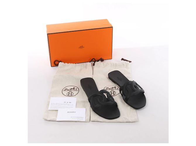 Sandali Hermès Aloha Chaîne d'Ancre in gomma nera ME201157Z, Taglia EU 37 - vista 14
