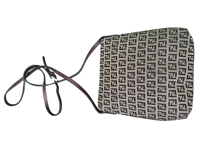 Borsa Fendi Mamma Baguette Zucca Canvas Marrone Monogramma - vista 12