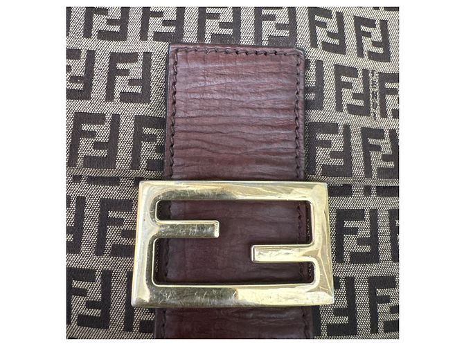 Borsa Fendi Mamma Baguette Zucca Canvas Marrone Monogramma - vista 5
