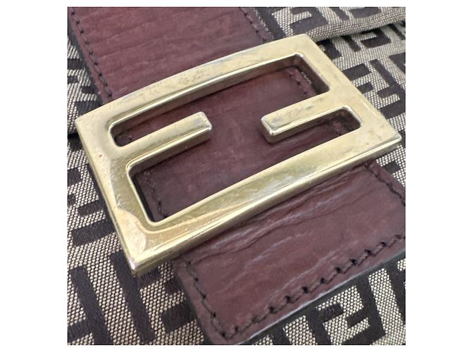 Borsa Fendi Mamma Baguette Zucca Canvas Marrone Monogramma - vista 6