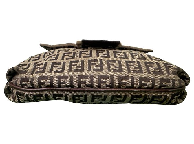 Borsa Fendi Mamma Baguette Zucca Canvas Marrone Monogramma - vista 9