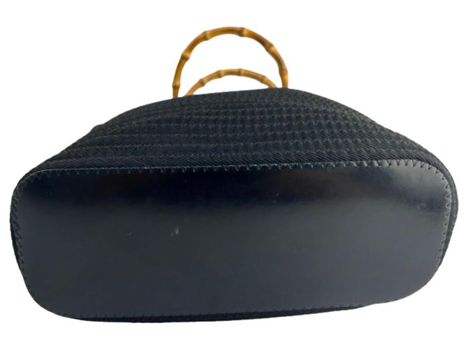 Borsa Gucci Bamboo in paglia Nero - vista 3