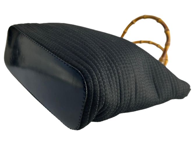 Borsa Gucci Bamboo in paglia Nero - vista 4