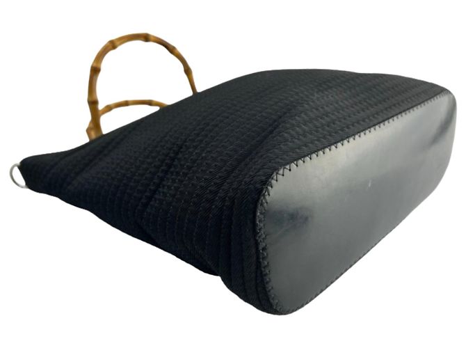 Borsa Gucci Bamboo in paglia Nero - vista 5