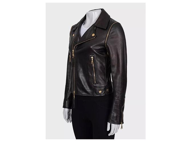 Veste sans manches Louis Vuitton en agneau marron Taille 38/M d'occasion - vue 2