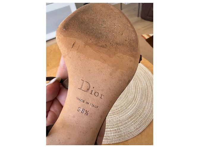 Sandali Christian Dior 'D' Charm con Cristalli Marrone - vista 4