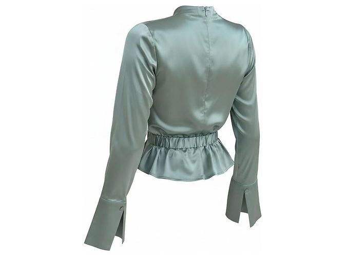 Autre Marque 8 By Yoox Blusa de seda verde com cinto - vista 2
