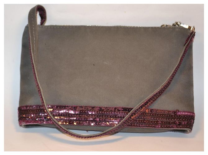 Vanessa Bruno Pochette aus grauem Canvas mit Pailletten Lila - Ansicht 2