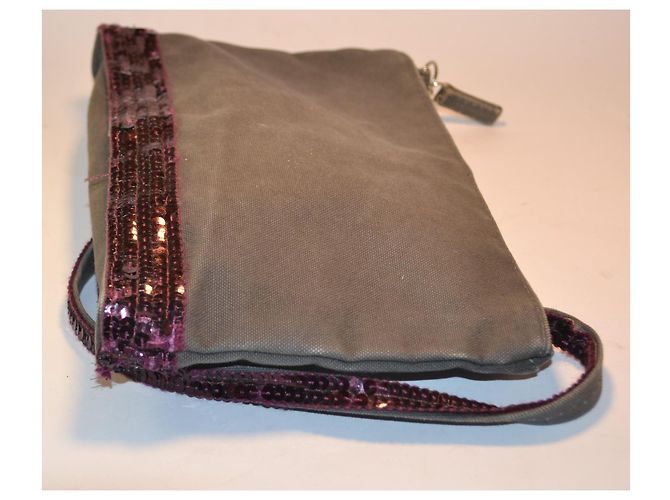 Vanessa Bruno Pochette aus grauem Canvas mit Pailletten Lila - Ansicht 3