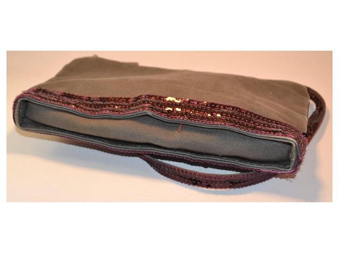 Vanessa Bruno Pochette aus grauem Canvas mit Pailletten Lila - Ansicht 4