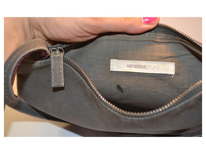 Vanessa Bruno Pochette aus grauem Canvas mit Pailletten Lila - Ansicht 6