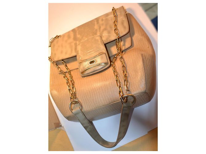 Borsa a tracolla Moschino Cheap and Chic in pelle beige - vista 2