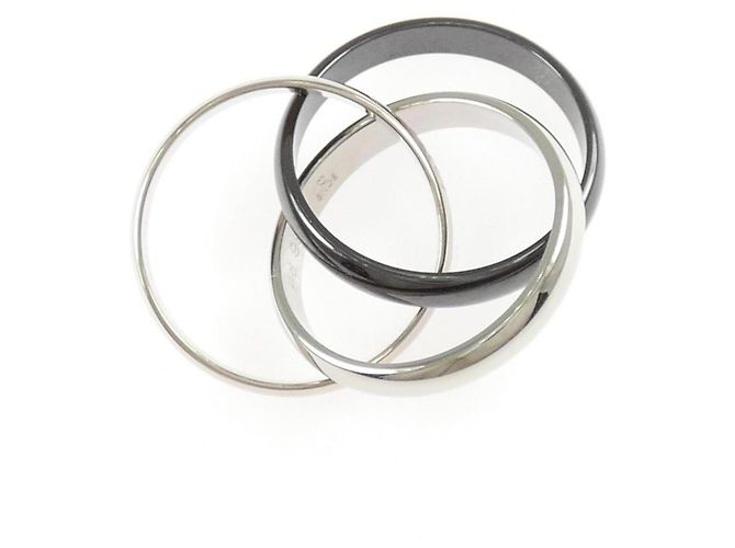 Anello Cartier Trinity in ceramica e oro bianco - vista 3