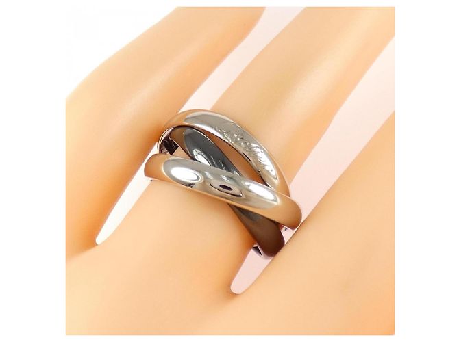 Anello Cartier Trinity in ceramica e oro bianco - vista 4