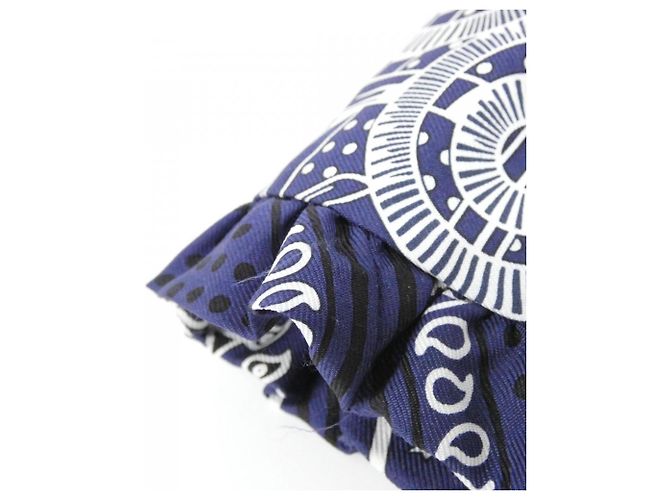 Hermès Hermes Eperon D'Or Bandana Twilly Sciarpa a Volant Muffler Nero Bianco Blu - vista 3