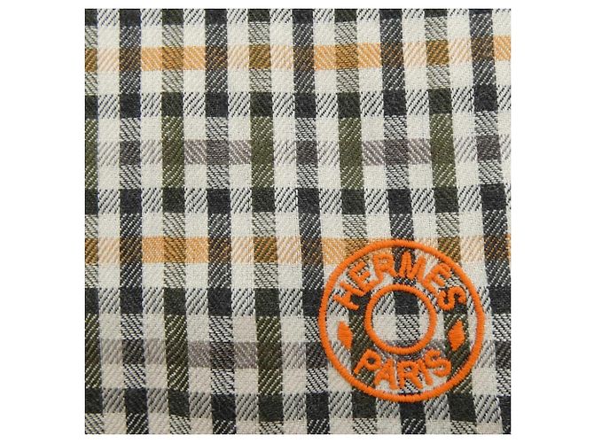 Hermès Hermes H Ecosé Stola aus Seide und Kaschmir Schwarz Beige Orange - Ansicht 4
