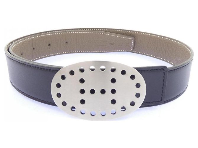 Hermès Cintura reversibile Hermes HERMES MIXTE MIRAGE 32mm Marrone Nero - vista 5