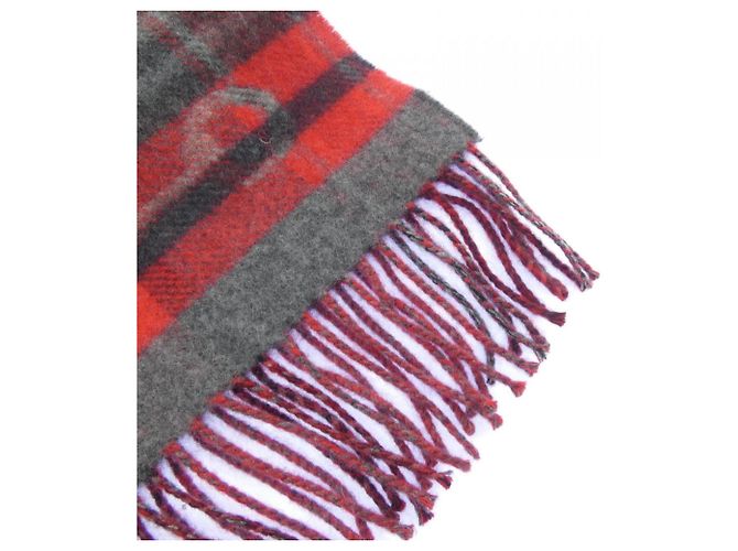 Hermès Stola in cashmere Hermes grigia e rossa Marrone Rosso - vista 2