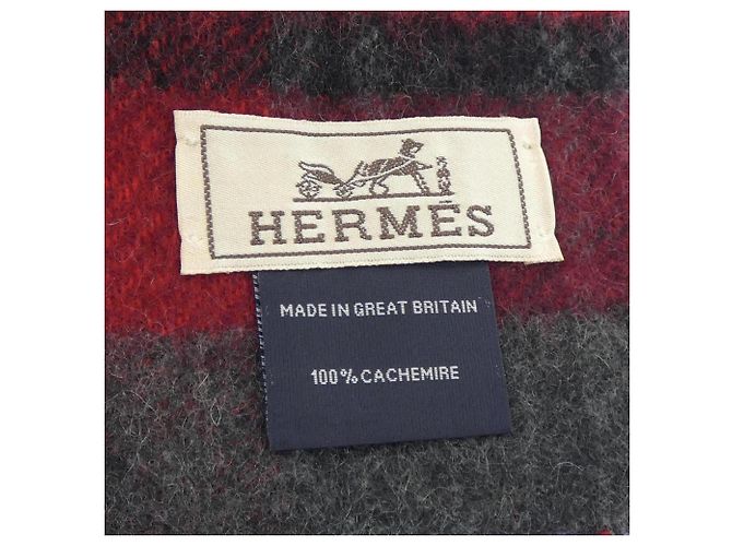 Hermès Stola in cashmere Hermes grigia e rossa Marrone Rosso - vista 3