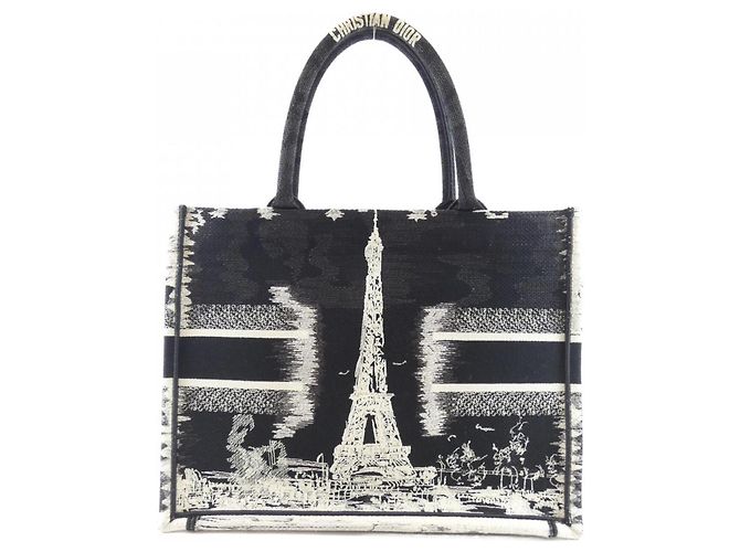 Borsa a mano Christian Dior Paris Book Tote Medium Nero Bianco - vista 2