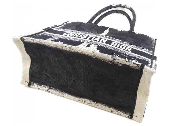 Borsa a mano Christian Dior Paris Book Tote Medium Nero Bianco - vista 3