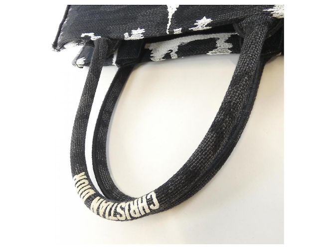 Borsa a mano Christian Dior Paris Book Tote Medium Nero Bianco - vista 6